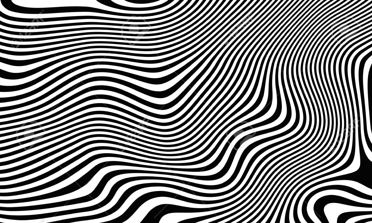 Black White Stripes In The Style Of Fell Zebra. Abstract Striped