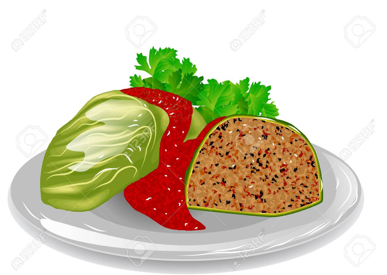白い背景で隔離のキャベツ ロール のイラスト素材 ベクタ Image