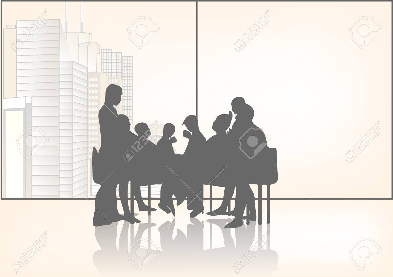 ビジネス ミーティング 人々 のグループの抽象的なシルエットのイラスト素材 ベクタ Image