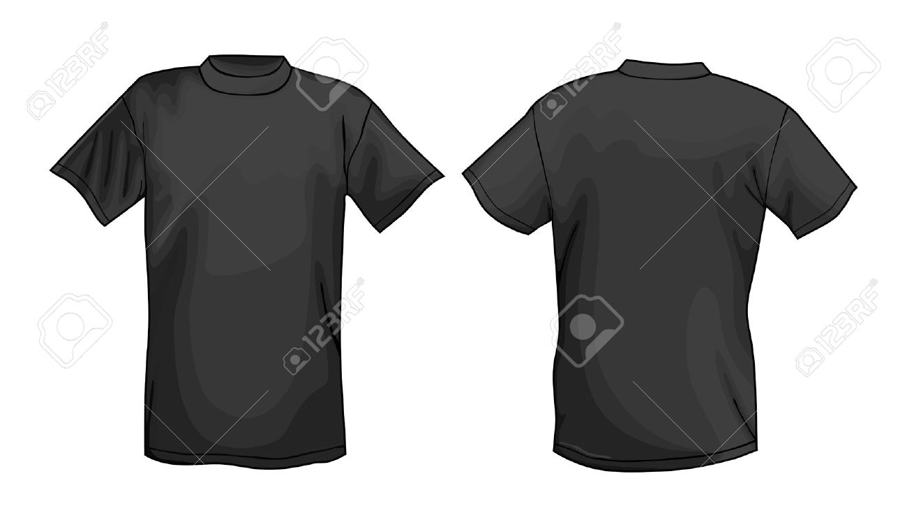 Vector Negro T Shirt De Diseno De Plantillas Frente Y Reverso Ilustraciones Vectoriales Clip Art Vectorizado Libre De Derechos Image
