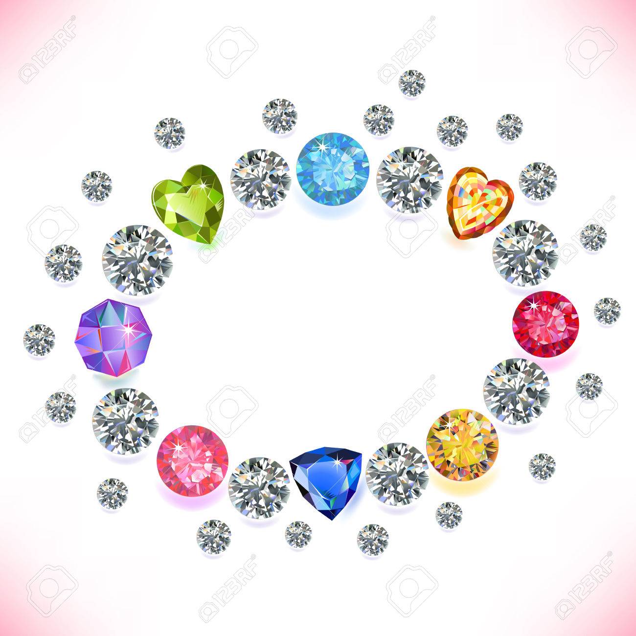 色の楕円形フレーム白い背景で隔離の宝石 ベクトル イラスト のイラスト素材 ベクタ Image