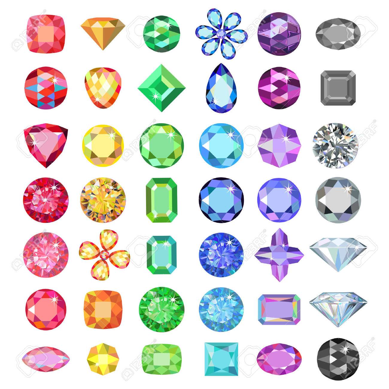 Popular low poly colored gems cuts set gradation by color of the rainbow isolated on white background, illustration - 53442665 Popular low poly colored gems cuts set gradation by color of the rainbow isolated on white background, illustration - 53442665
