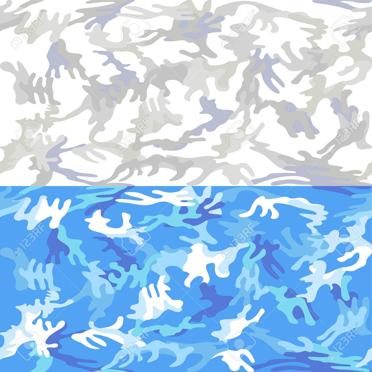 camouflage seamless sea water icy peaks spots pattern background