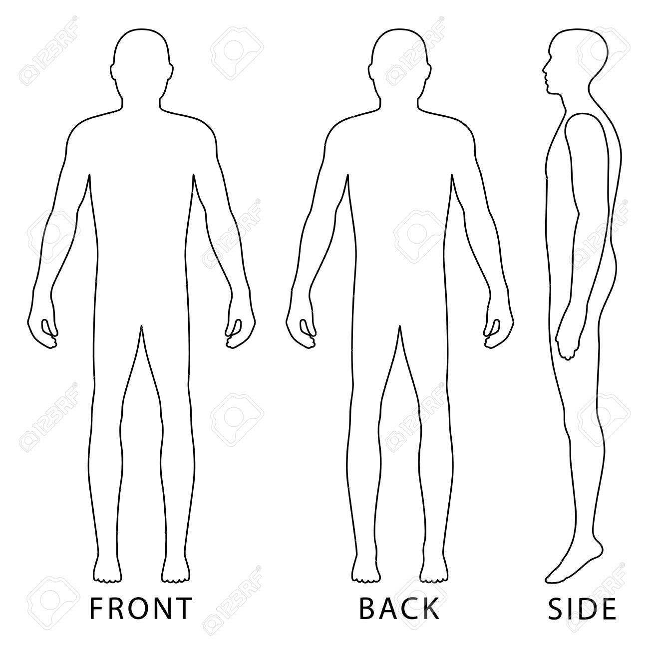fashion body full length bald template figure silhouette front body template