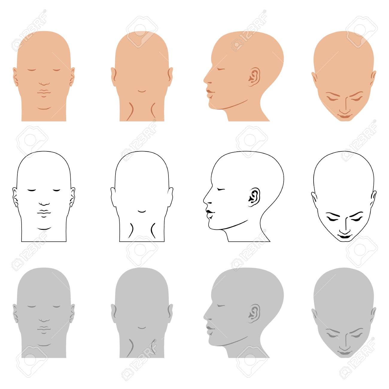 男は髪型ヘッド セット フロント バック トップ サイド ビュー ベクトル イラスト白背景に分離のイラスト素材 ベクタ Image 男は髪型ヘッド セット フロント バック トップ サイド ビュー ベクトル イラスト白背景に分離のイラスト素材 ベクタ Image