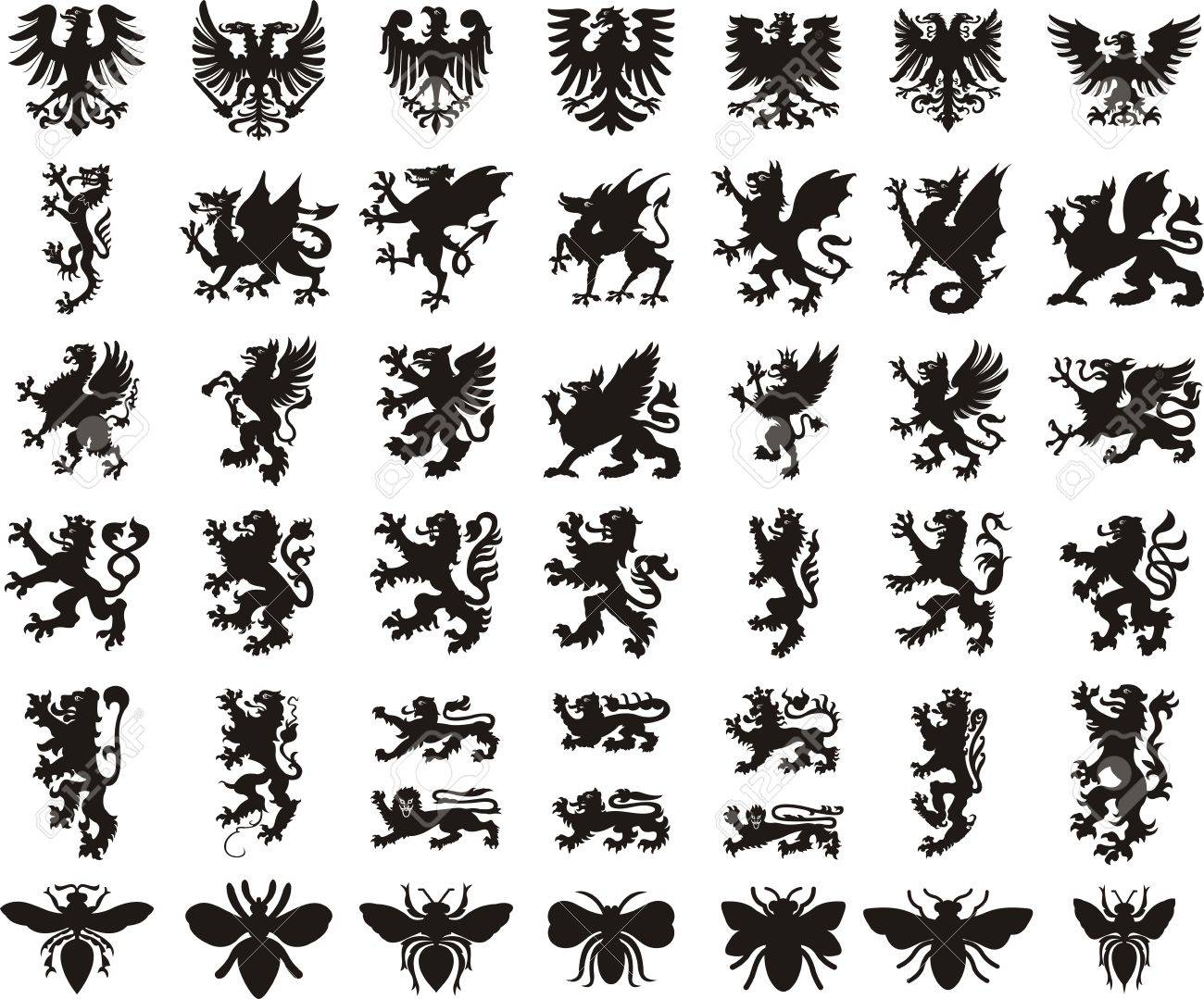 紋章の要素セット イーグル ドラゴン ライオン 蜂 の写真素材 画像素材 Image 紋章の要素セット イーグル ドラゴン ライオン 蜂 の写真素材 画像素材 Image