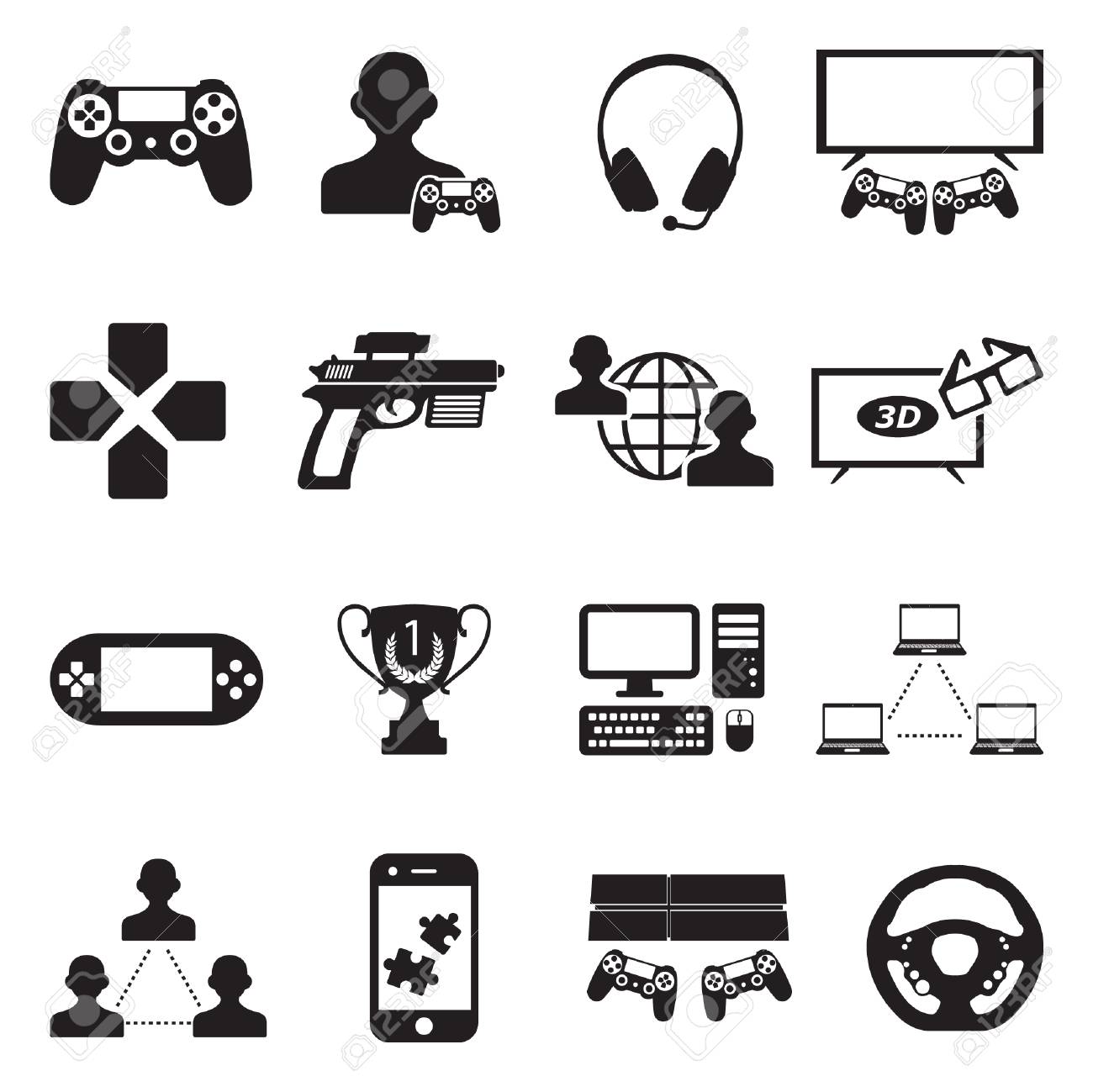 ゲーム アイコン 黒のフラット デザイン ベクトルの図 のイラスト素材 ベクタ Image