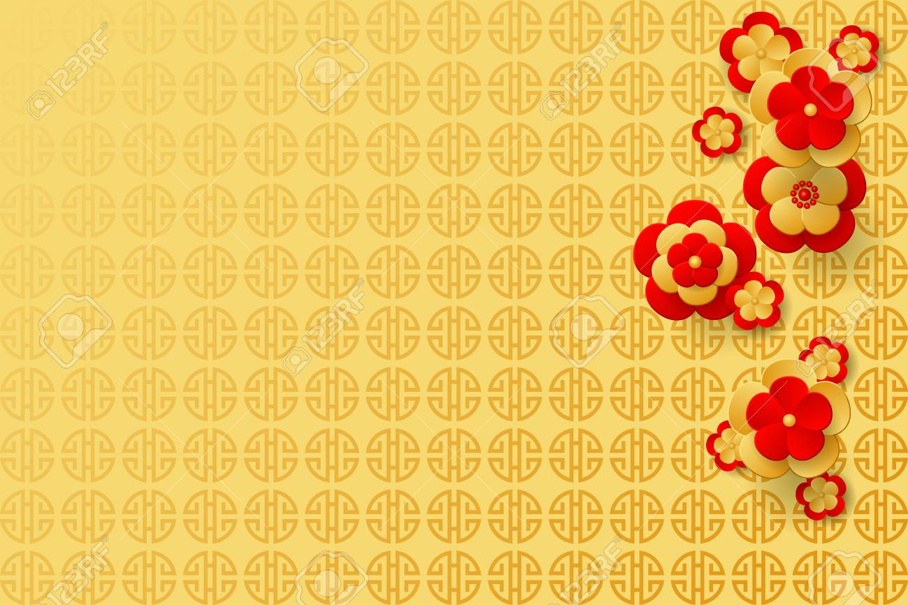 Red And Gold Flowers On The Golden Background And Place For Text Royalty Free Cliparts Vectors And Stock Illustration Image