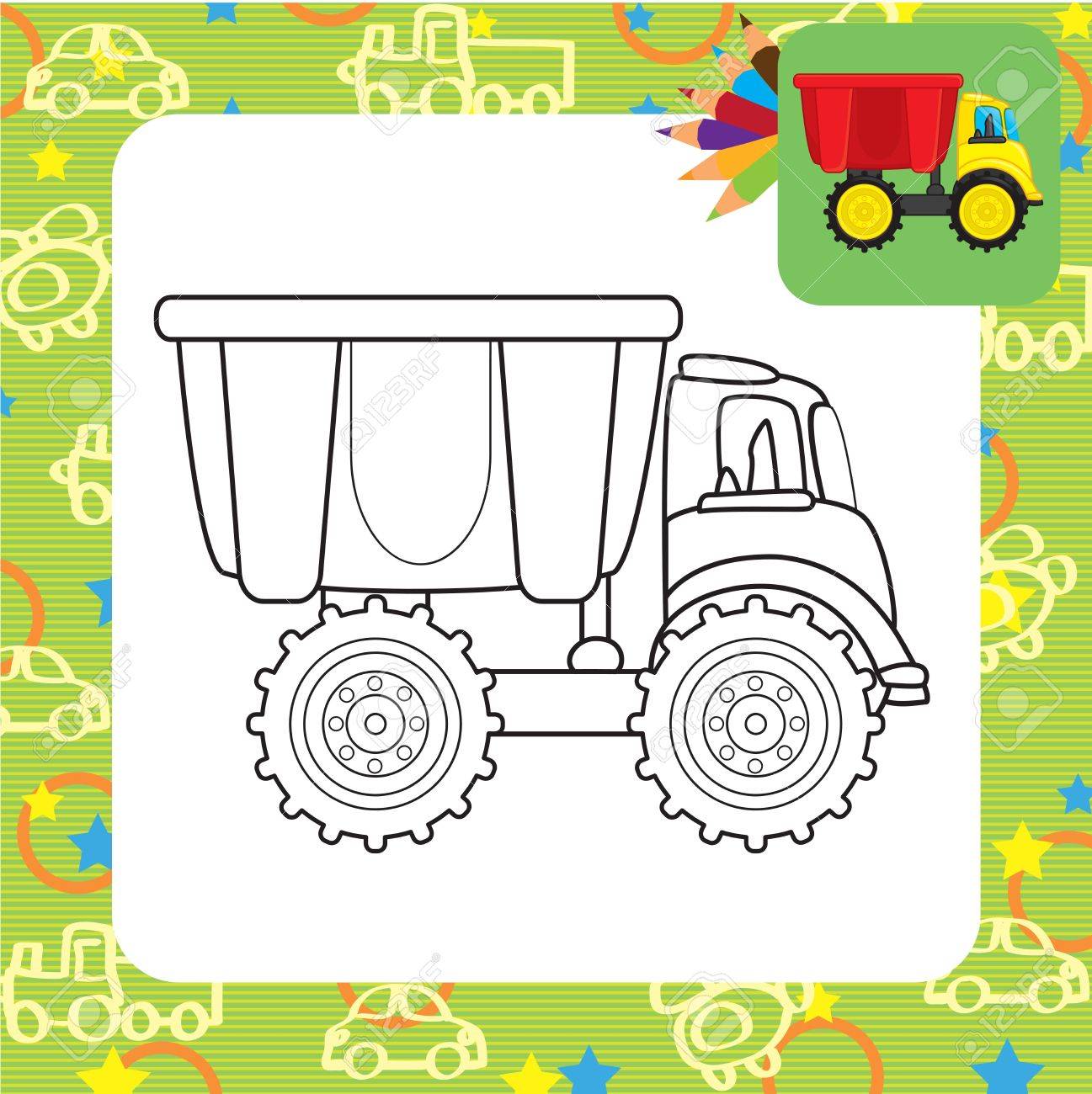 Dump Truck Toy Coloring Page Stock Vector 20172597 Dump Truck Toy Coloring Page Stock Vector 20172597