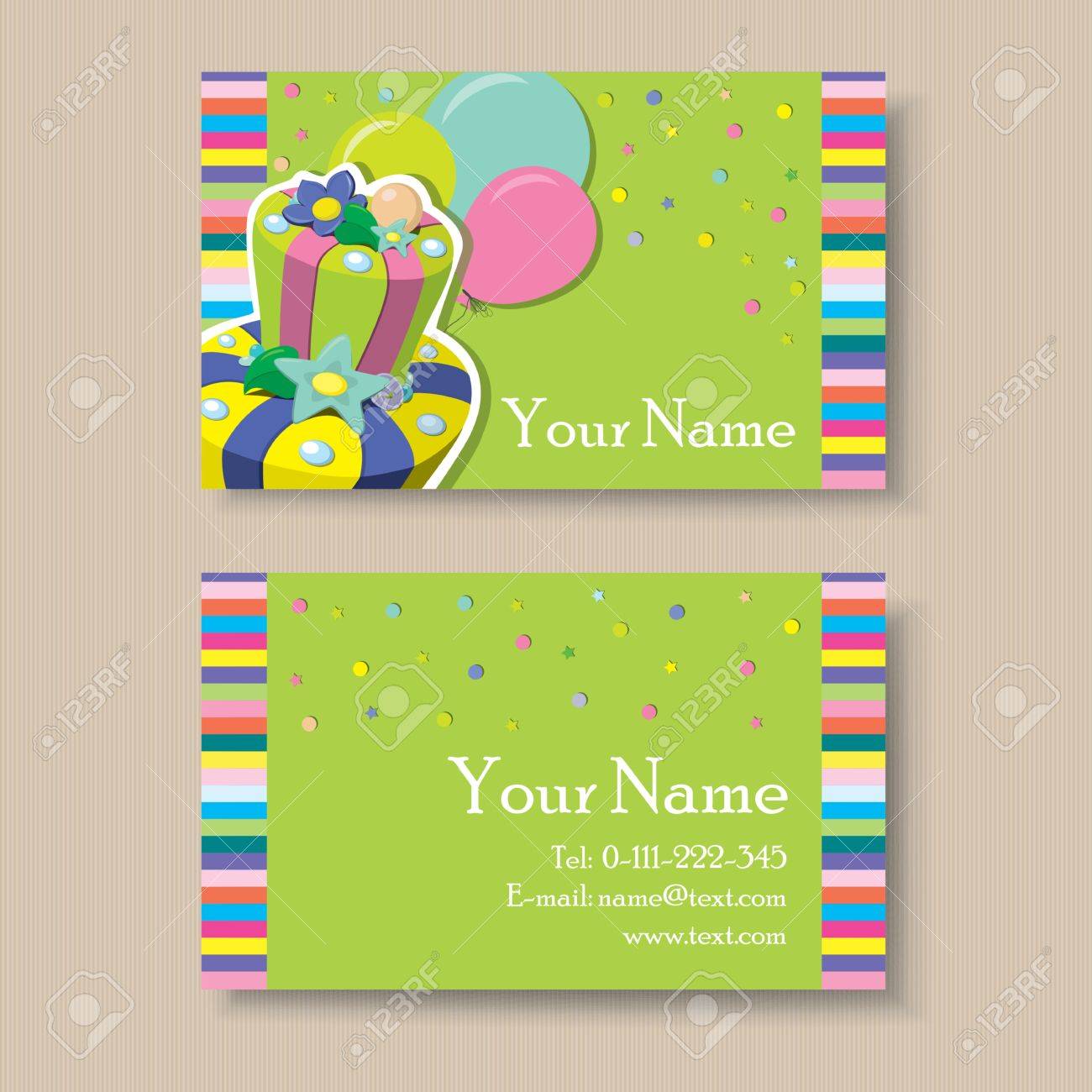 Business or visiting card with birthday cake Business or visiting card with birthday cake