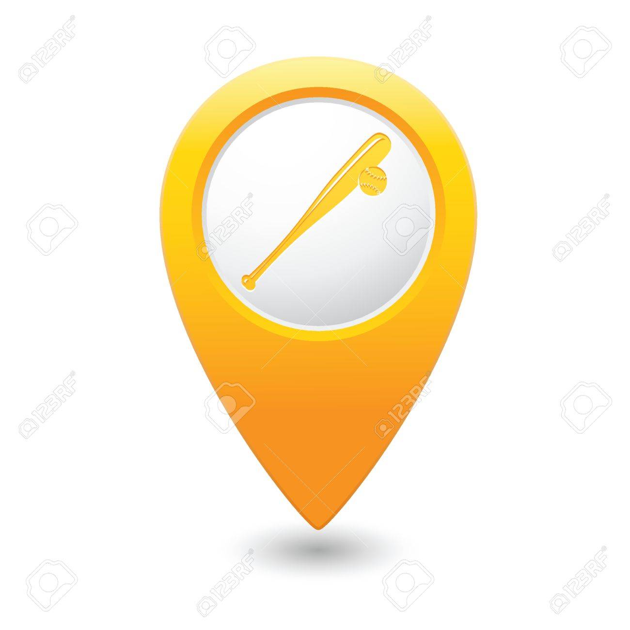 yellow map pointer with baseball icon royalty free cliparts