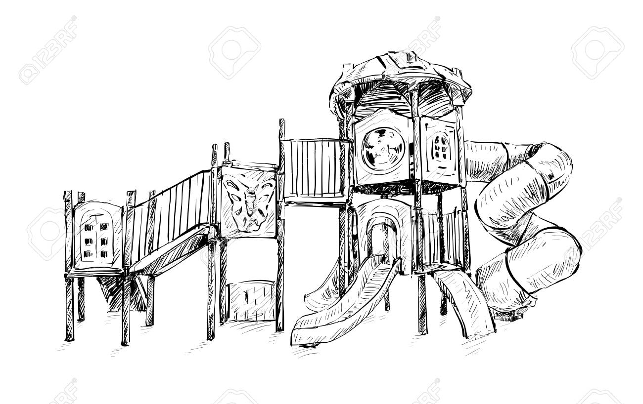 Skizze Der Spielplatz Zone Fur Kinder Illustration Vektor Lizenzfrei Nutzbare Vektorgrafiken Clip Arts Illustrationen Image 74784596