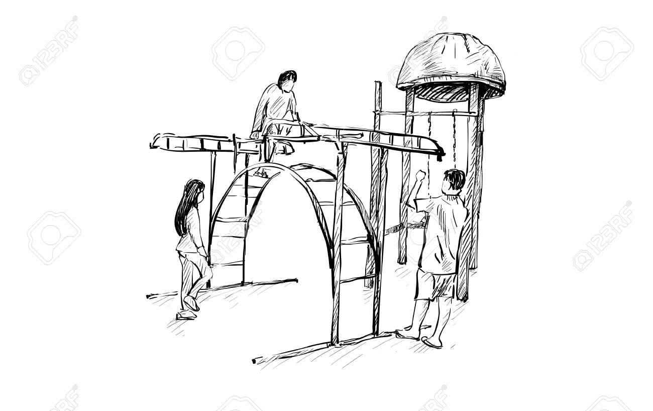 Skizze Der Kinder Spielplatz Auf Offentlichen Raum Isoliert Illustration Vektor Lizenzfrei Nutzbare Vektorgrafiken Clip Arts Illustrationen Image 74382968