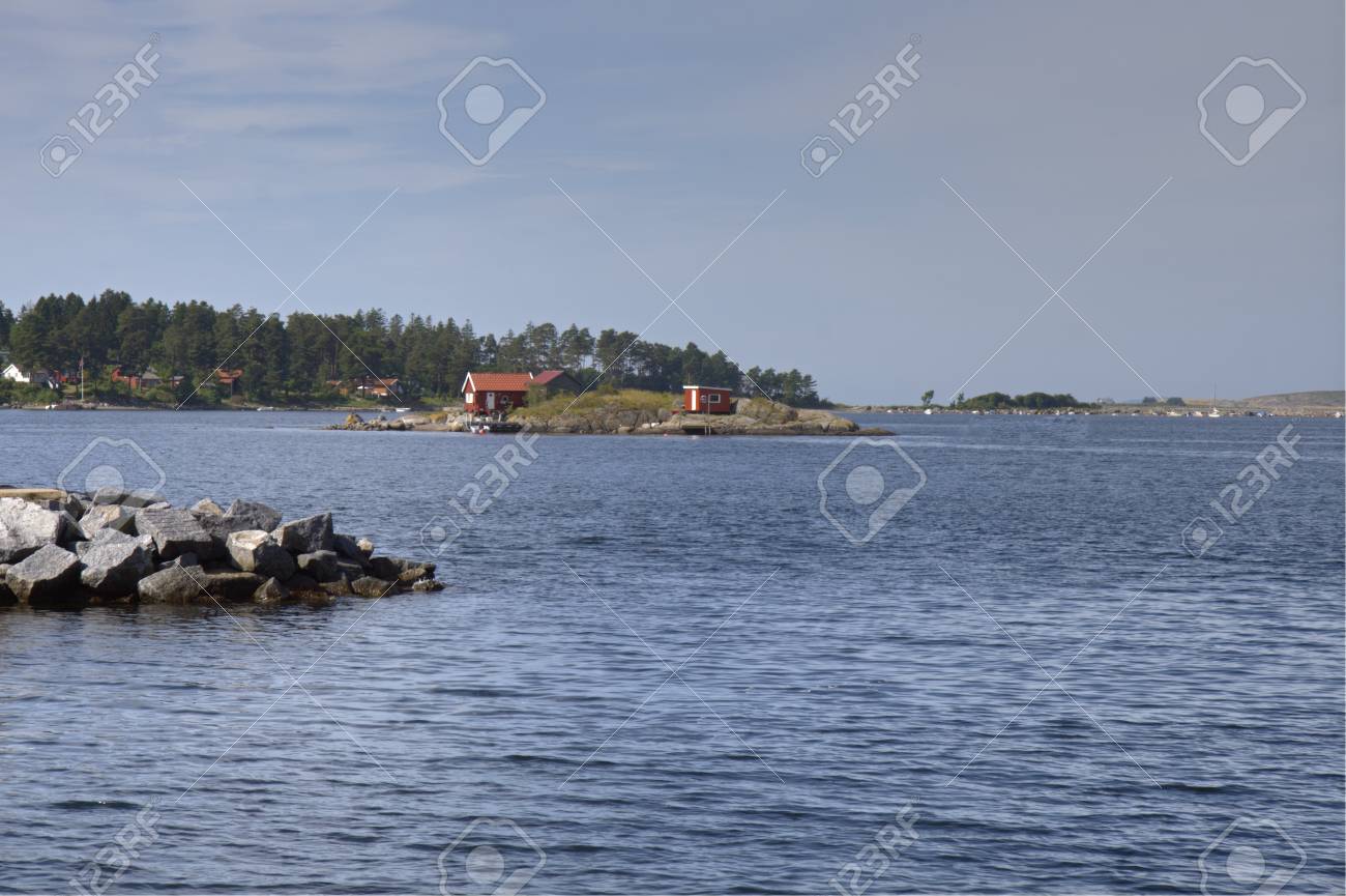 Holiday Home On A Small Island Near Larvik, Norway Copy Space ... Holiday Home On A Small Island Near Larvik, Norway Copy Space ...
