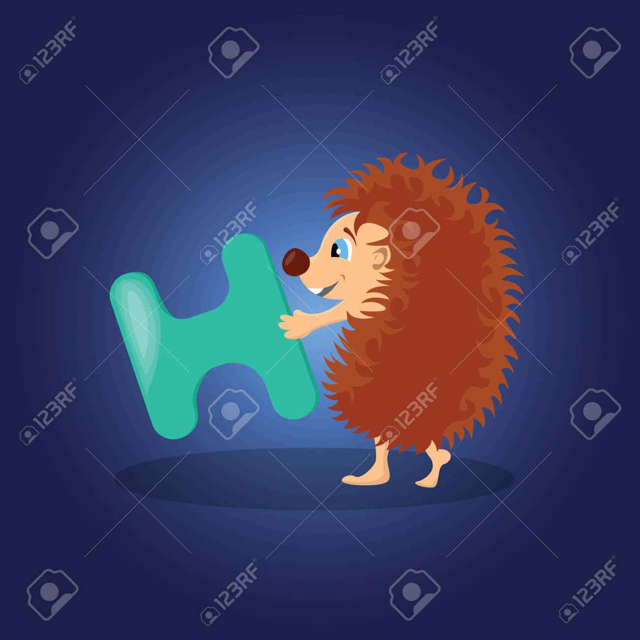 漫画のハリネズミ動物の文字hのかわいいイラスト のイラスト素材 ベクタ Image