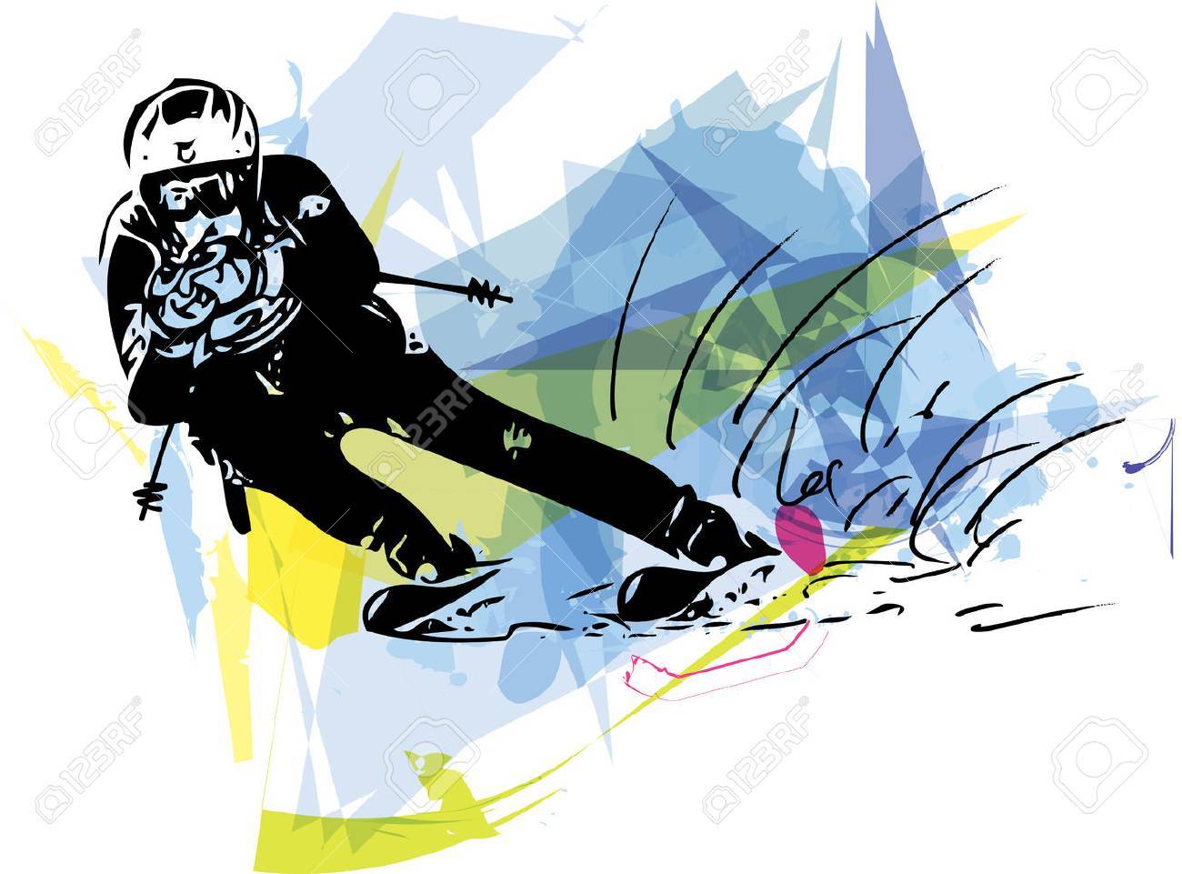 抽象的な背景のダウンヒル スキー スキーヤーのイラストのイラスト素材 ベクタ Image