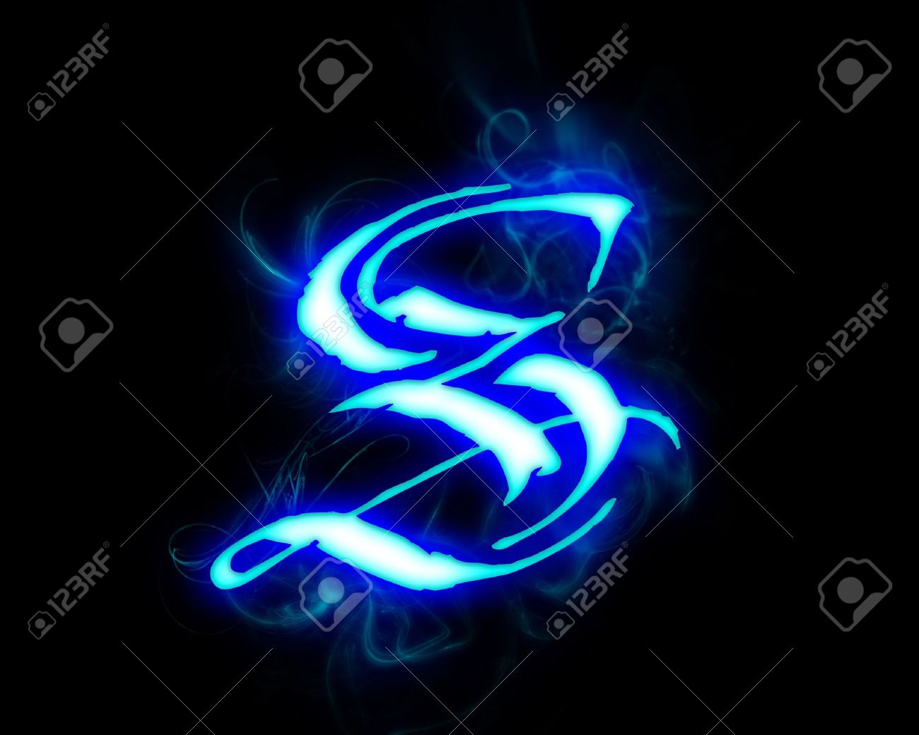 Blue Flame Magic Font Over Black Background Letter S Stock Photo Picture And Royalty Free Image Image