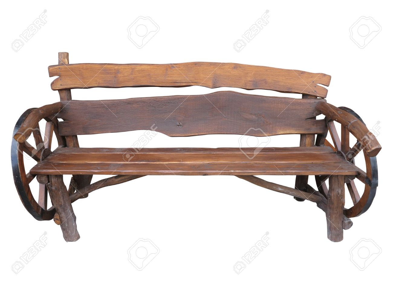 Holz Handgefertigte Gartenbank Mit Wagenrad Dekoration Uber Weissem Hintergrund Lizenzfreie Fotos Bilder Und Stock Fotografie Image 25868435