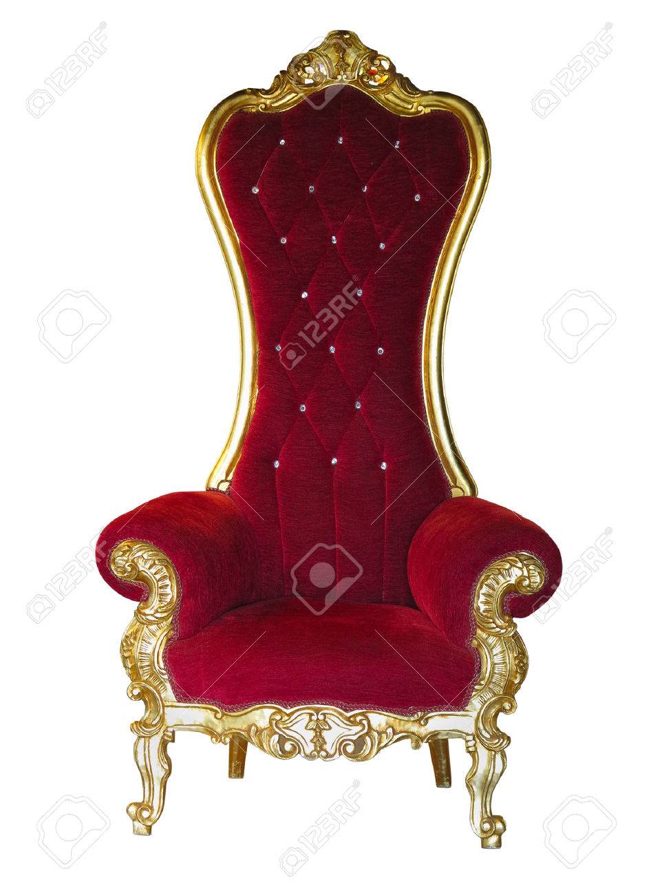 Red Chairs Stock Photos. Royalty Free Business Images Old red golden king throne isolated over white background. - Red Chairs Stock Photos. Royalty Free Business Images