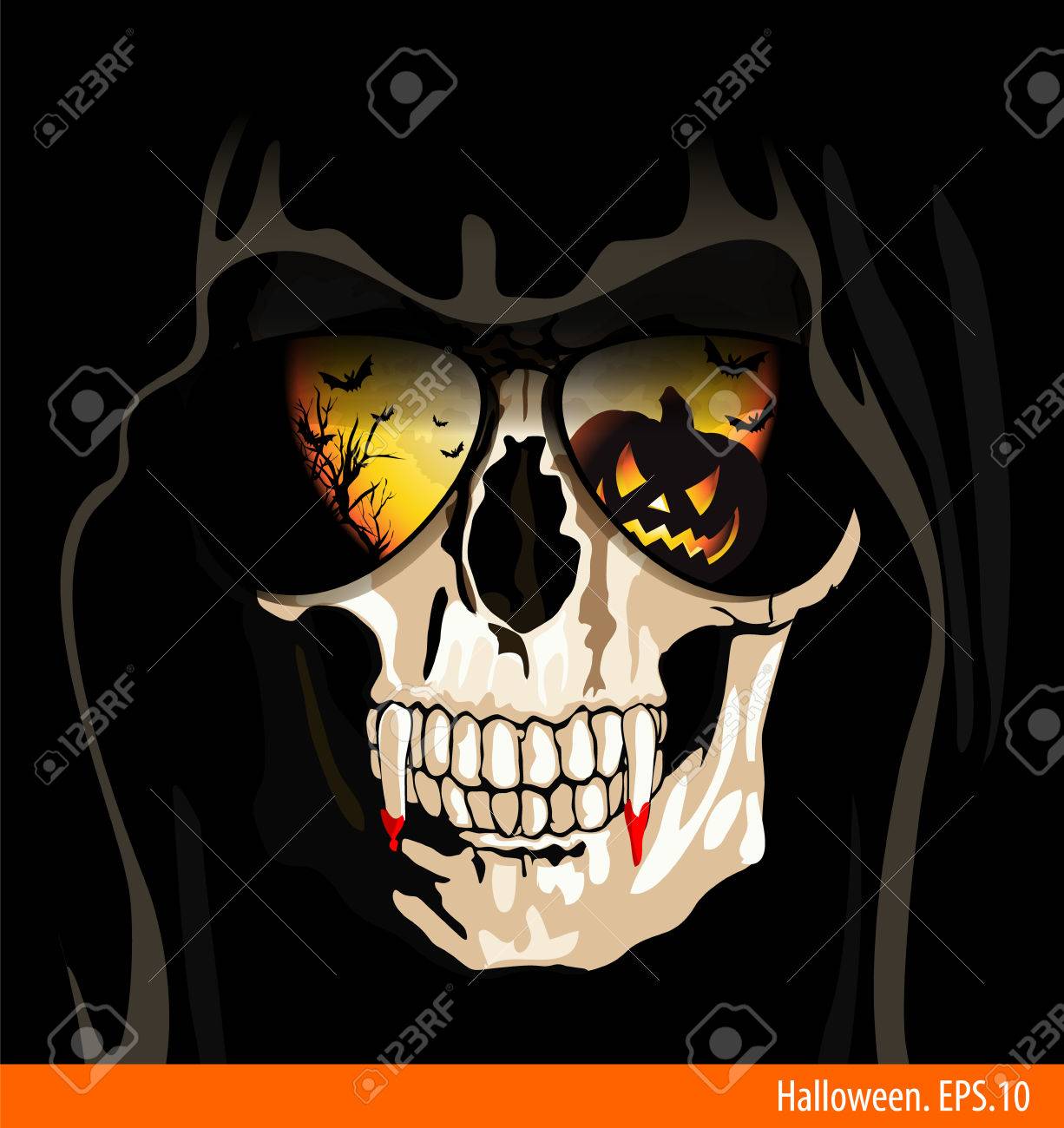 サングラス ハロウィン スカルのイラスト のイラスト素材 ベクタ Image