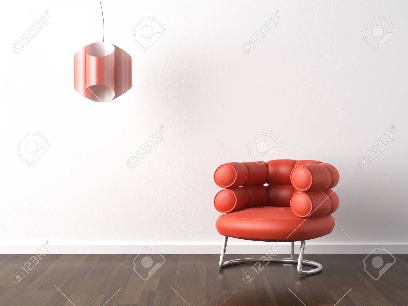 Inneneinrichtung Modern Orange Sessel Und Lampe Gegen Eine Weisse Wand Mit Kopie Scape Lizenzfreie Fotos Bilder Und Stock Fotografie Image 4967326