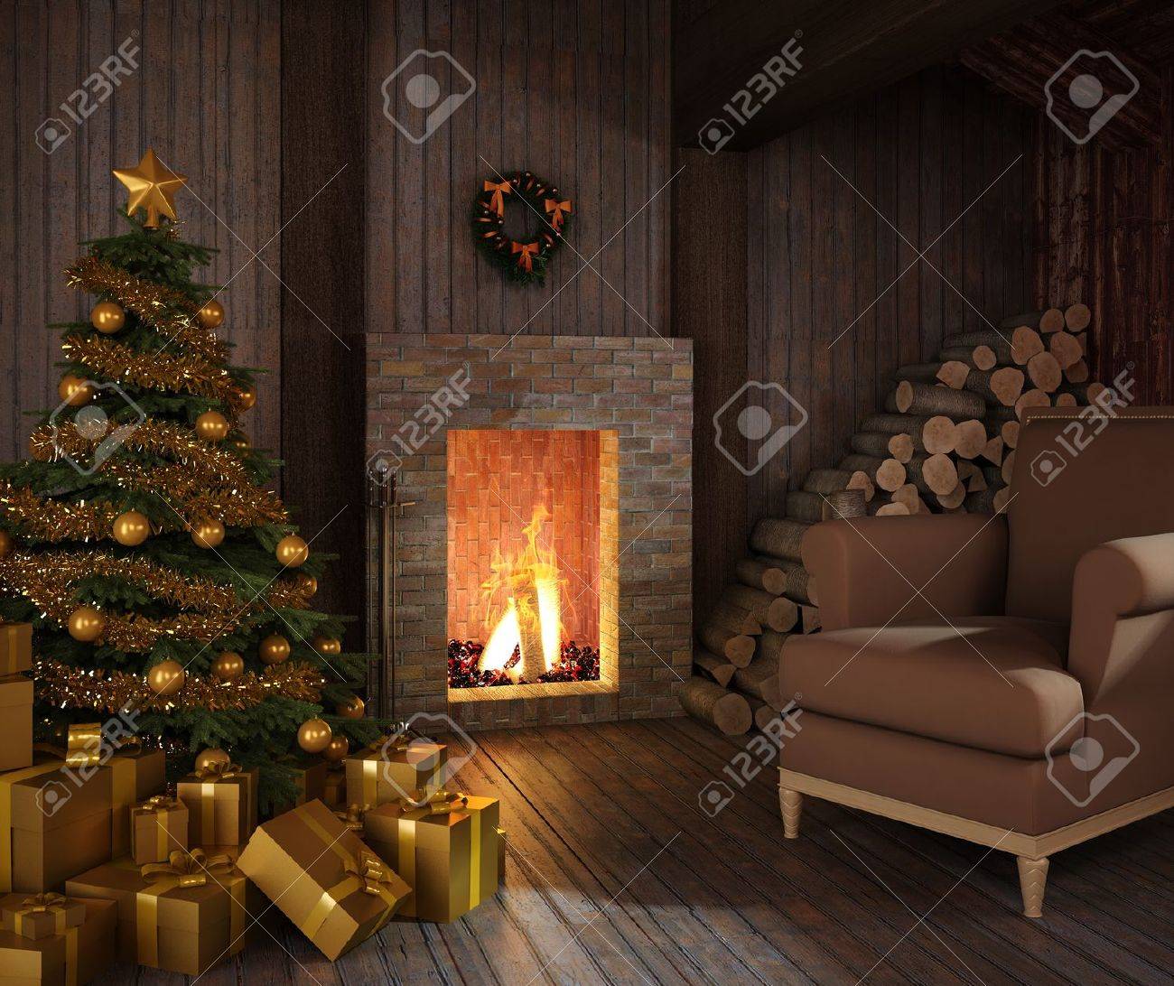 https://previews.123rf.com/images/arquiplay77/arquiplay771012/arquiplay77101200006/8350422-rustic-christmas-fireplace-at-night-with-tree-presents-and-couch-Stock-Photo.jpg