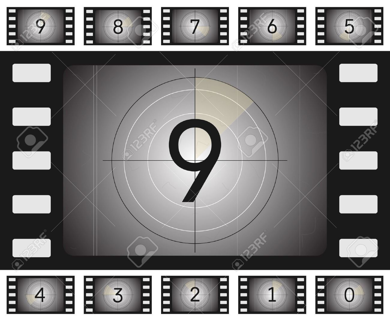 Vector old film countdown with scratches and vorse for your animation. - 39348642 Vector old film countdown with scratches and vorse for your animation. - 39348642