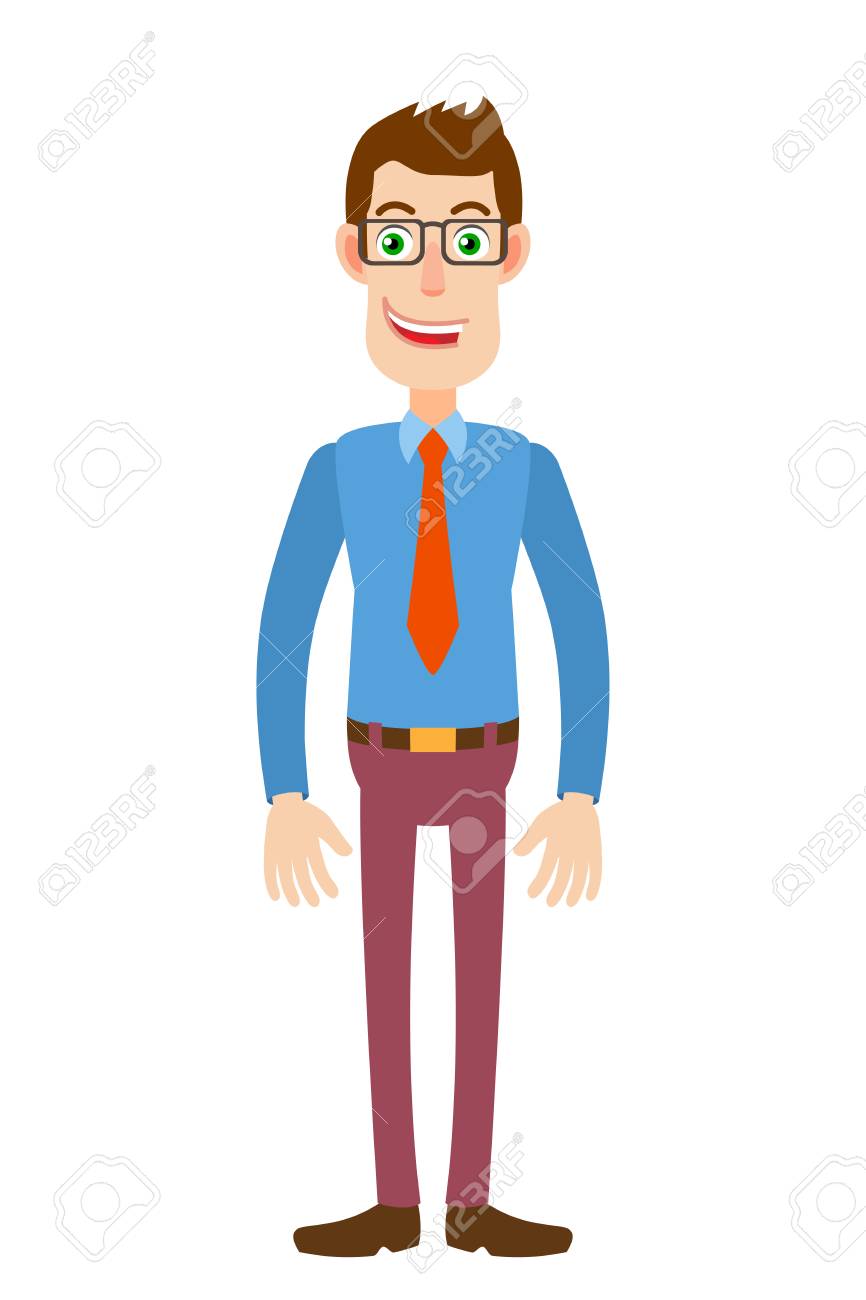 Portrait De Pleine Longueur Du Personnage De L'homme D Caractère De Dessin Animé Avec Lhomme Daffaires Dans Un Long