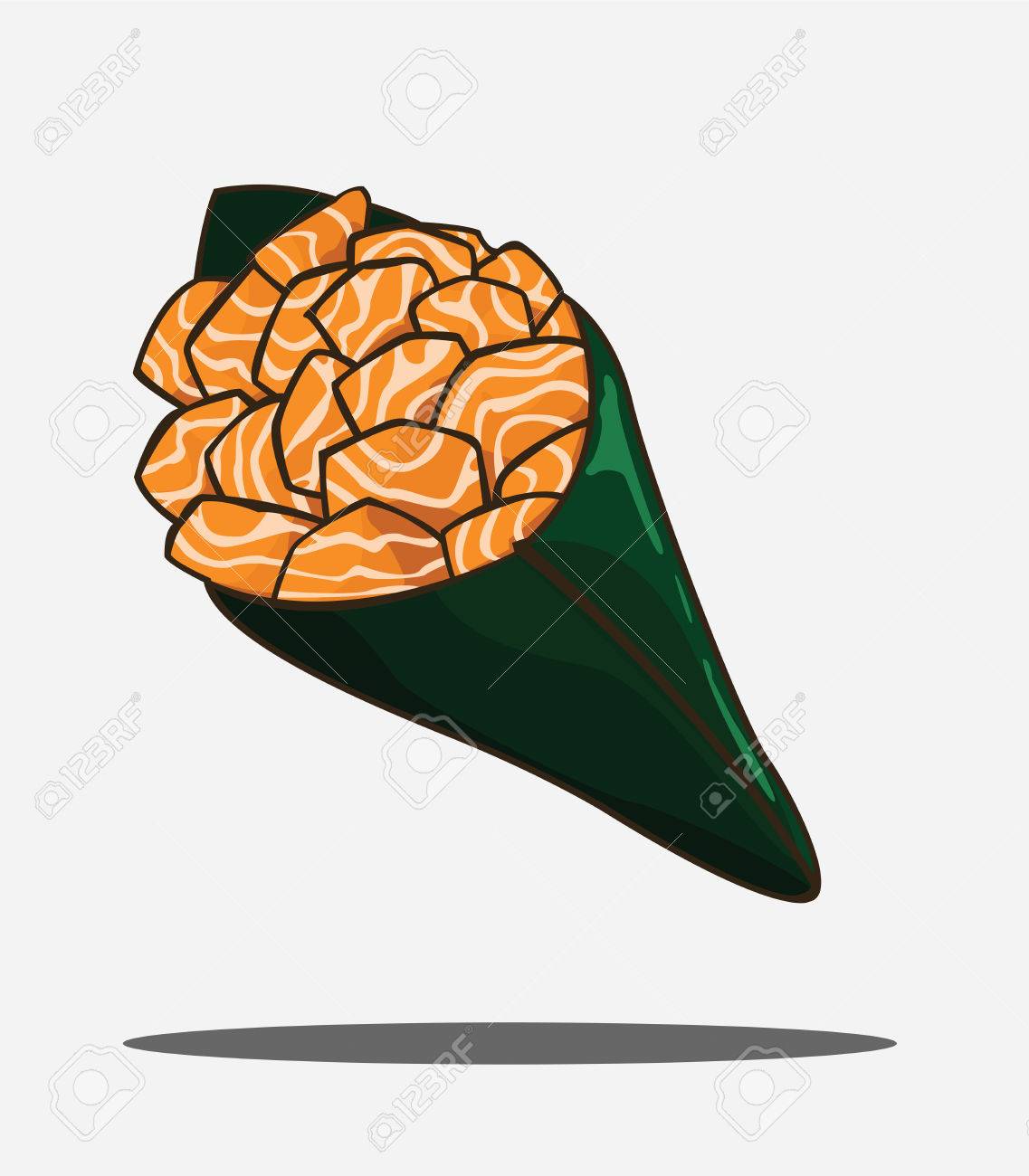 手巻き寿司寿司サーモンのベクトルとイラスト のイラスト素材 ベクタ Image