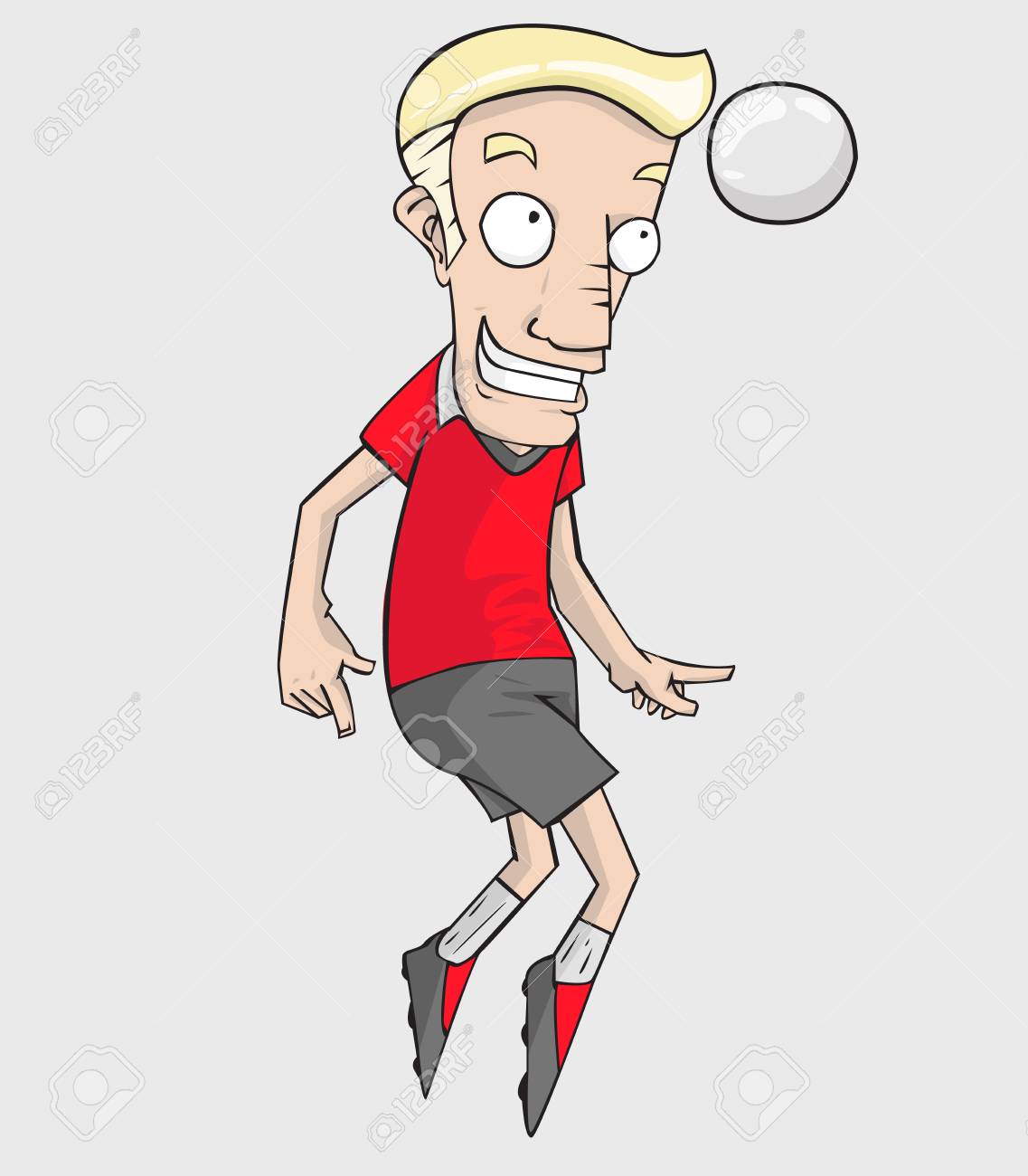 Action de joueur de football botter la balle vecteur de dessin animé et illustration Banque