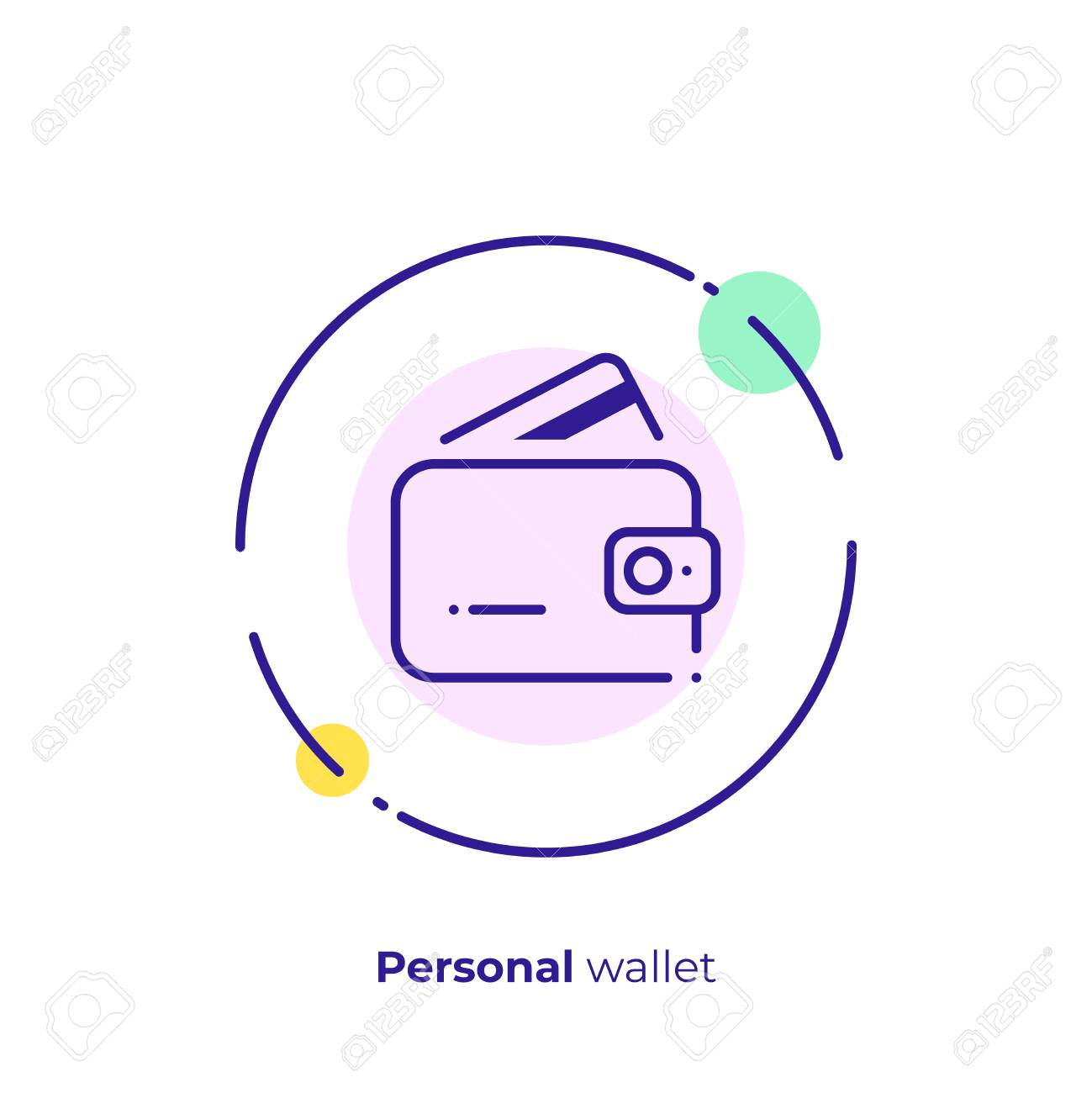 business budget line art icon personal wallet vector art outline online business budget