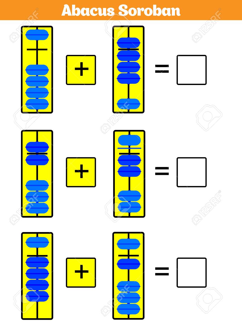 Abacus Soroban Kids Learn Numbers With Abacus Math Worksheet Stock Photo Picture And Royalty Free Image Image 112392186