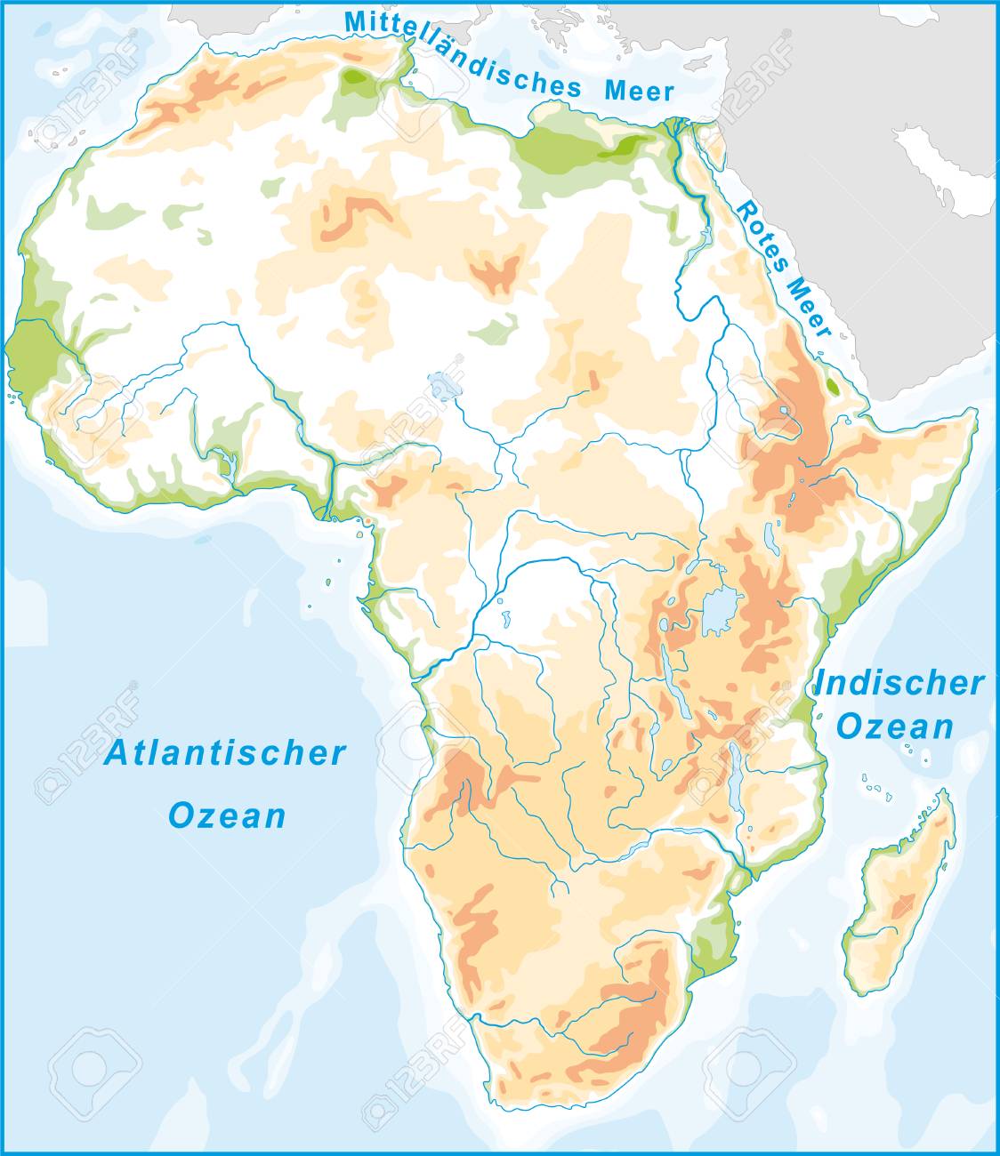 Karte Von Afrika Als Eine Ubersichtskarte Mit Hohenschichten Lizenzfrei Nutzbare Vektorgrafiken Clip Arts Illustrationen Image 25019044