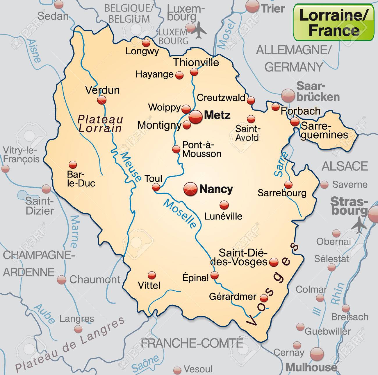 Карта эльзаса и лотарингии