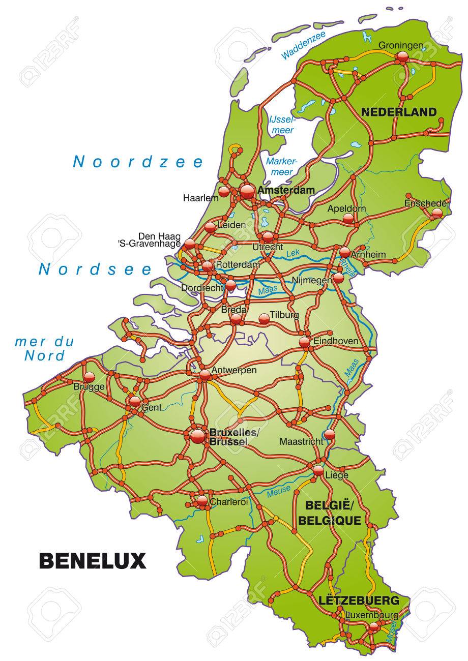 ベネルクス三国の高速道路のマップのイラスト素材 ベクタ Image ベネルクス三国の高速道路のマップのイラスト素材 ベクタ Image