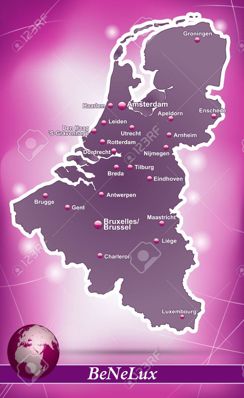 バイオレットに抽象的な背景のベネルクス三国の地図のイラスト素材 ベクタ Image