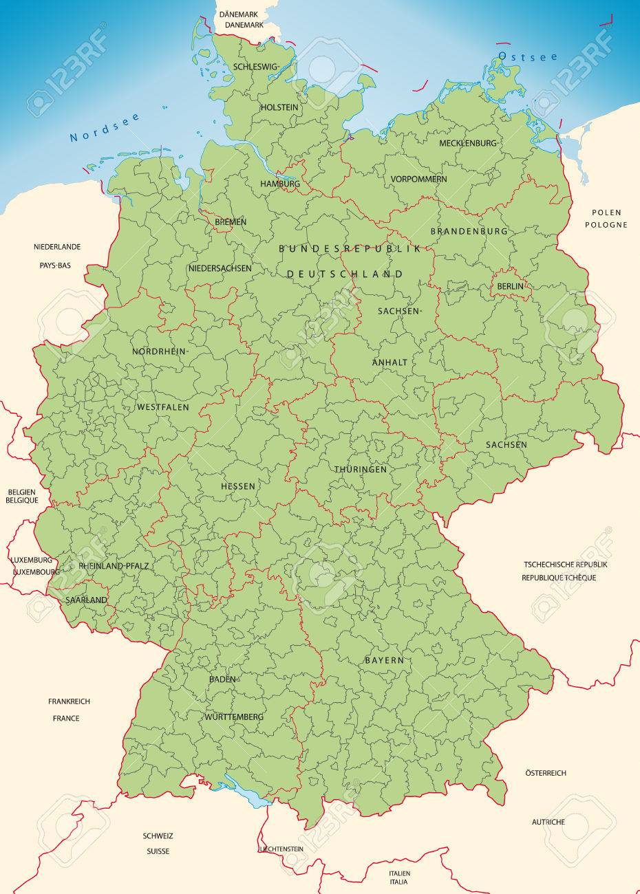 map of germany with borders in green stock vector 25149433