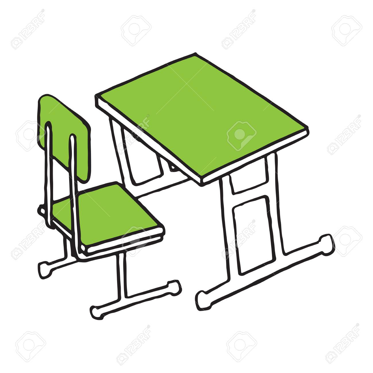 School Desk Isolated Hand Drawing, Vector Illustration Design. Education  Collection Royalty Free SVG, Cliparts, Vectors, and Stock Illustration.  Image 126810795., image size:1300x1300