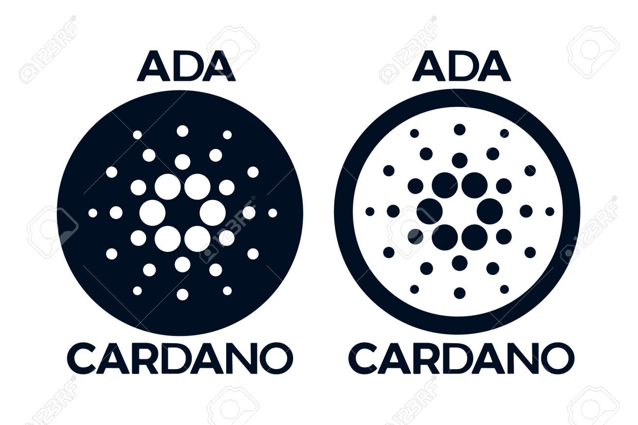 暗号通貨のロゴADAカルダノのベクトル画像。著者の開発はオリジナルに基づいています。白色の背景。ロゴ入りコインのイラスト素材・ベクター Image  176894284