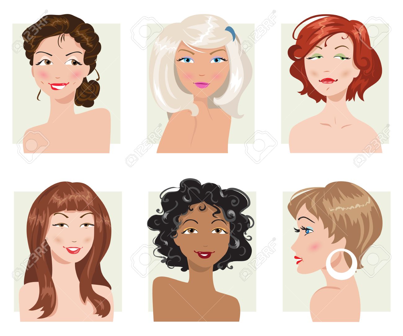 Set Of Women S Hairstyles And Types Of Appearance Royalty Free