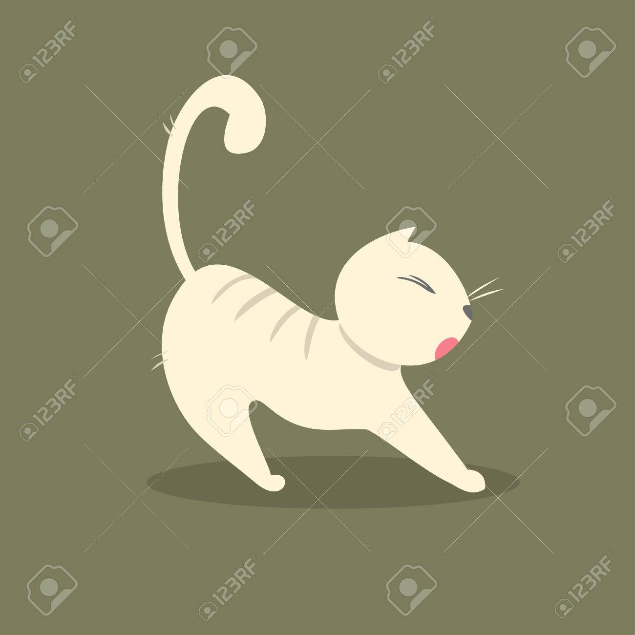 illustration de gros chat blanc qui baille et se etire clip art libres droits vecteurs image 35472902 jolies pages coloriage thanksgiving japonais