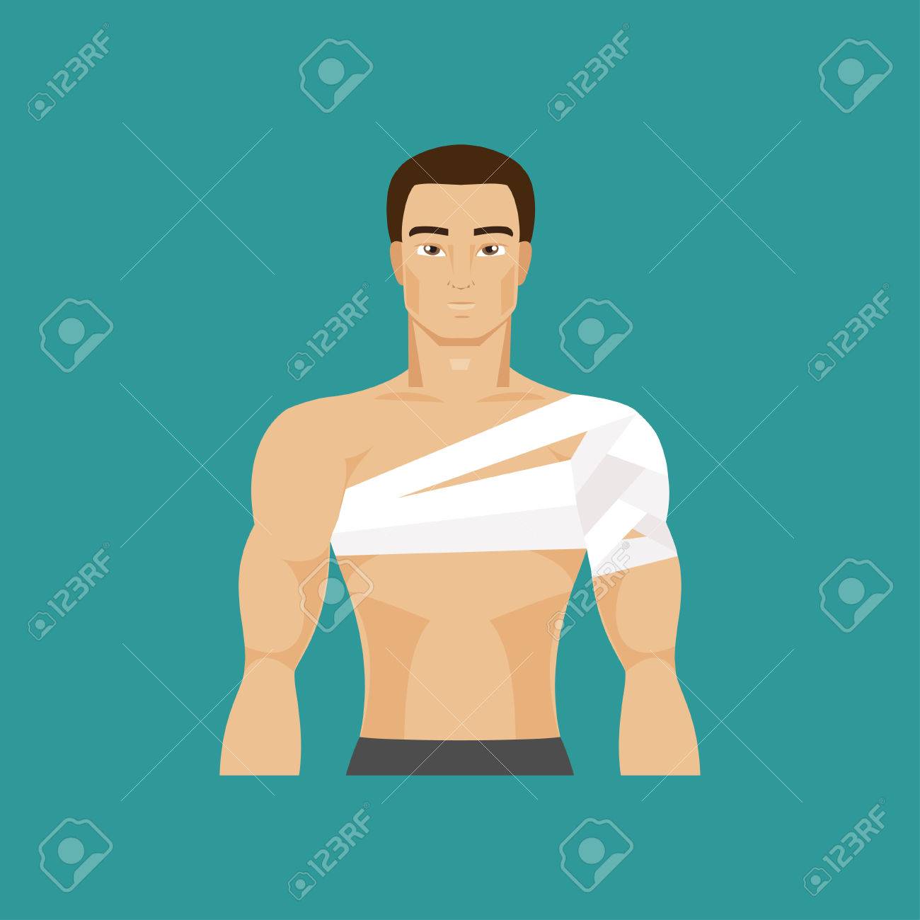 包帯の肩を持つ男の図 のイラスト素材 ベクタ Image