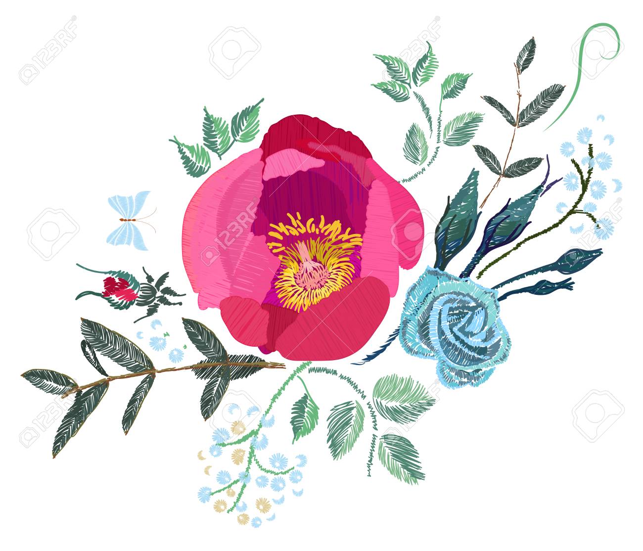 花柄の刺繍デザイン のイラスト素材 ベクタ Image