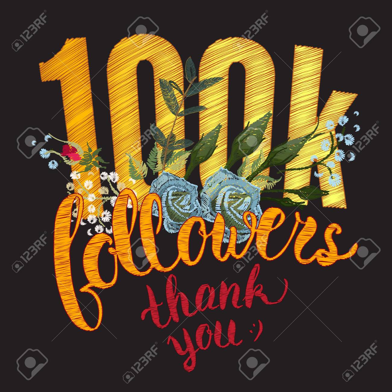vector one hundred thousand followers thank you 100k followers