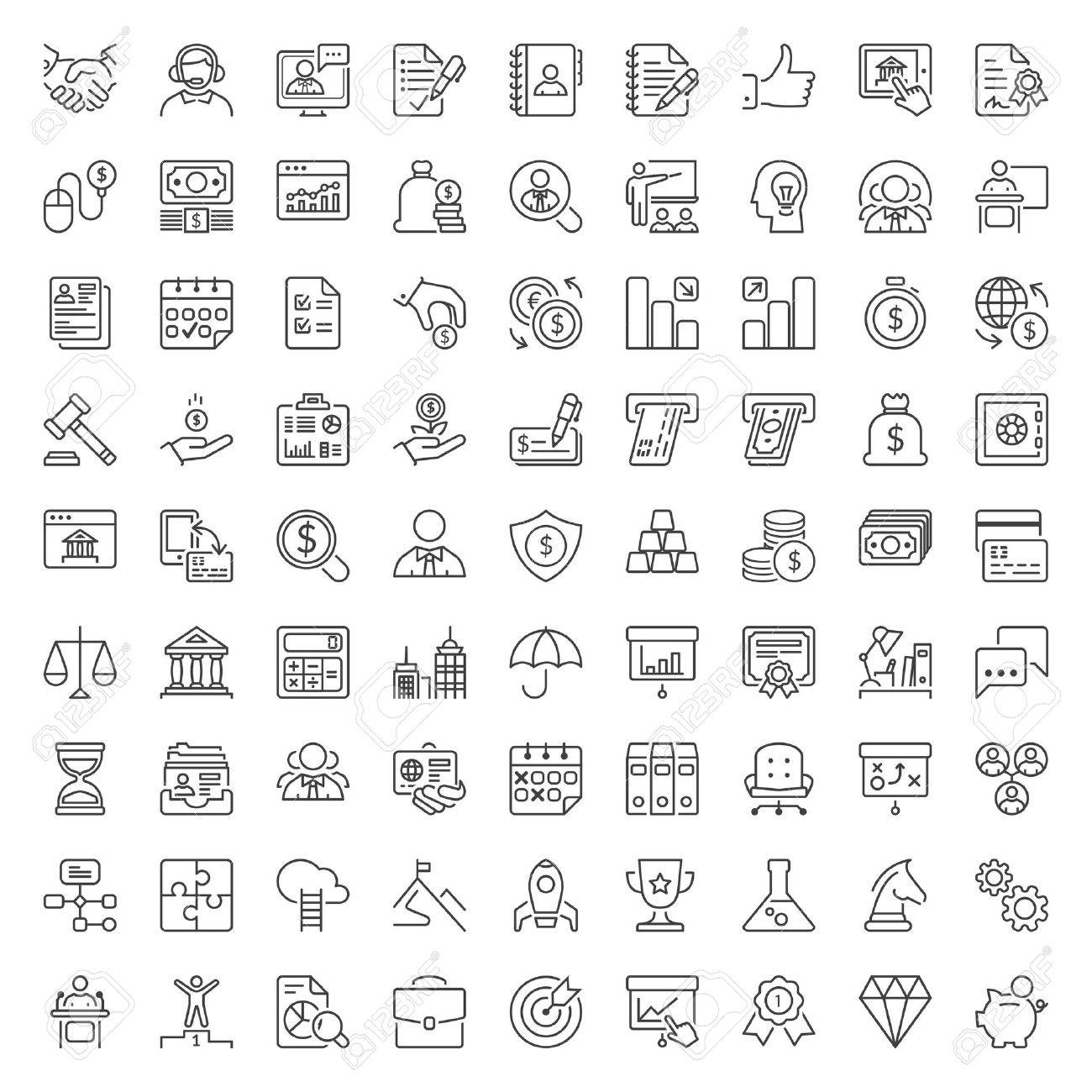 Thin line icons set. Flat symbols about business and finance - 63585449 Thin line icons set. Flat symbols about business and finance - 63585449