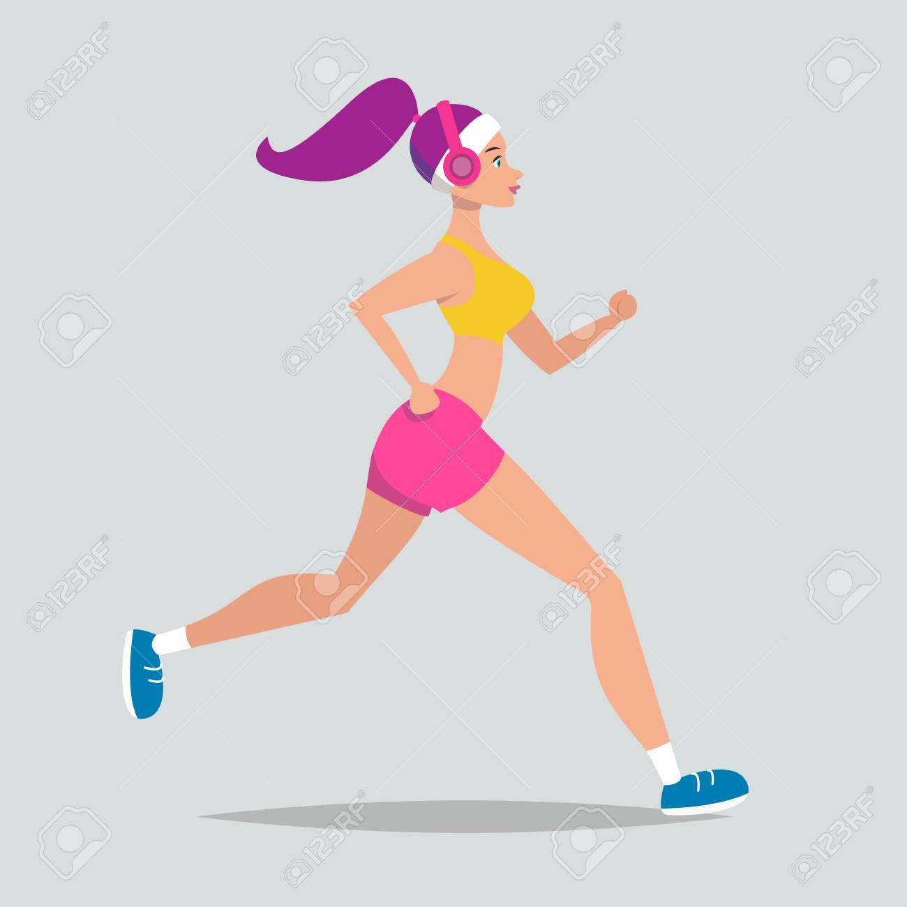 Running Girl.Cartoon Style.Vector Illustration. Клипарты, SVG, векторы, и  Набор Иллюстраций Без Оплаты Отчислений. Image 102929836