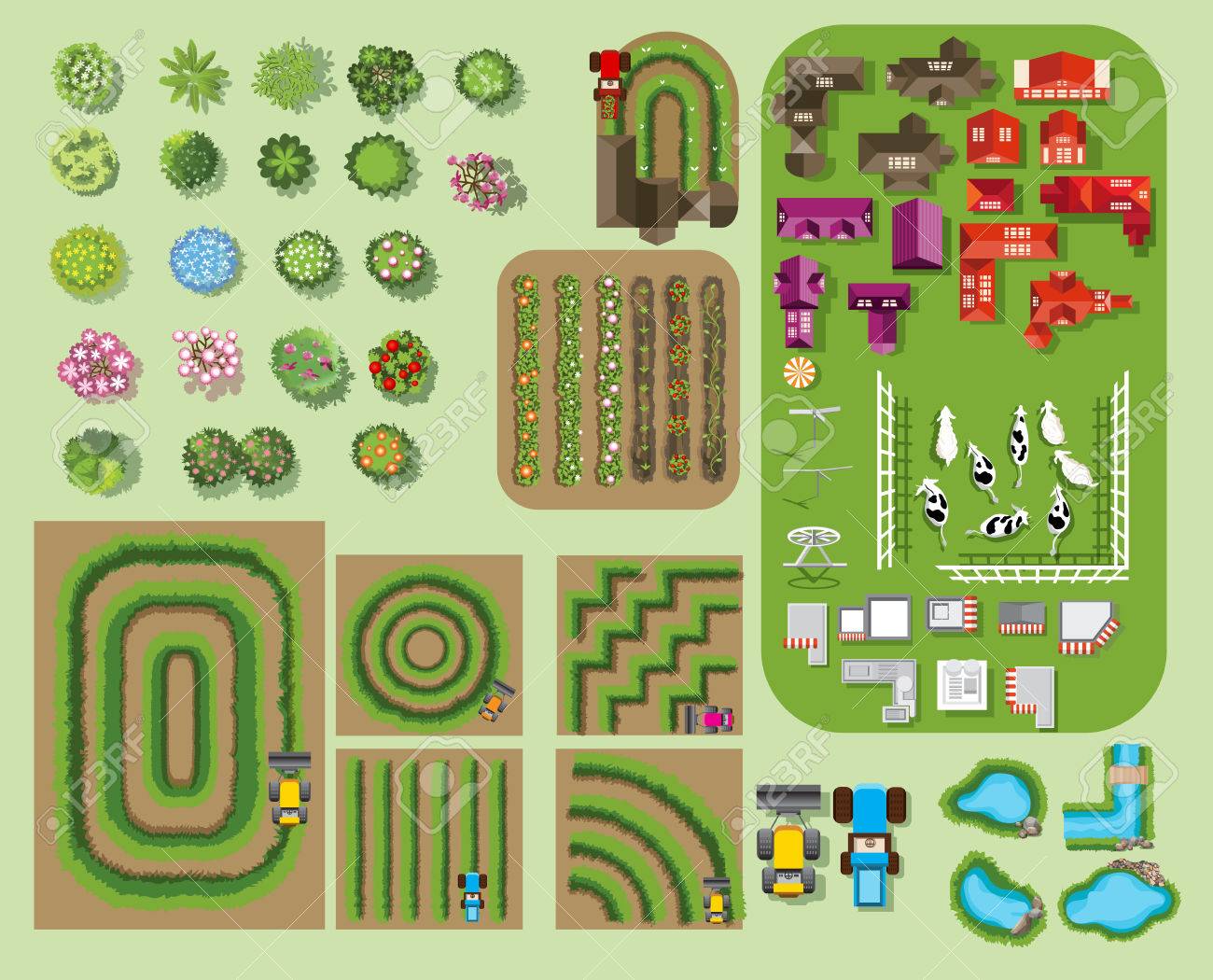 Ensemble De Symboles De L Arbre Pour La Conception Architecturale Ou Paysagere Pour La Carte L Art De Ligne Illustration Vectorielle Clip Art Libres De Droits Vecteurs Et Illustration Image