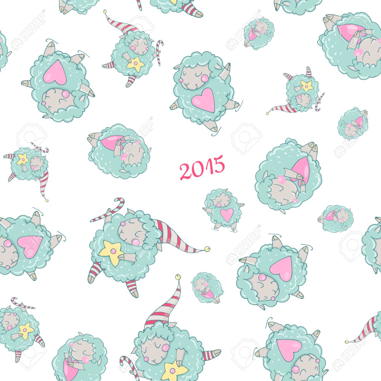 ベクトルのかわいい漫画羊 パターン かわいい新年の羊 心 星と夢のような羊と夢のような羊のスケートの夢のような羊 パステル カラーの子供の絵 のイラスト素材 ベクタ Image