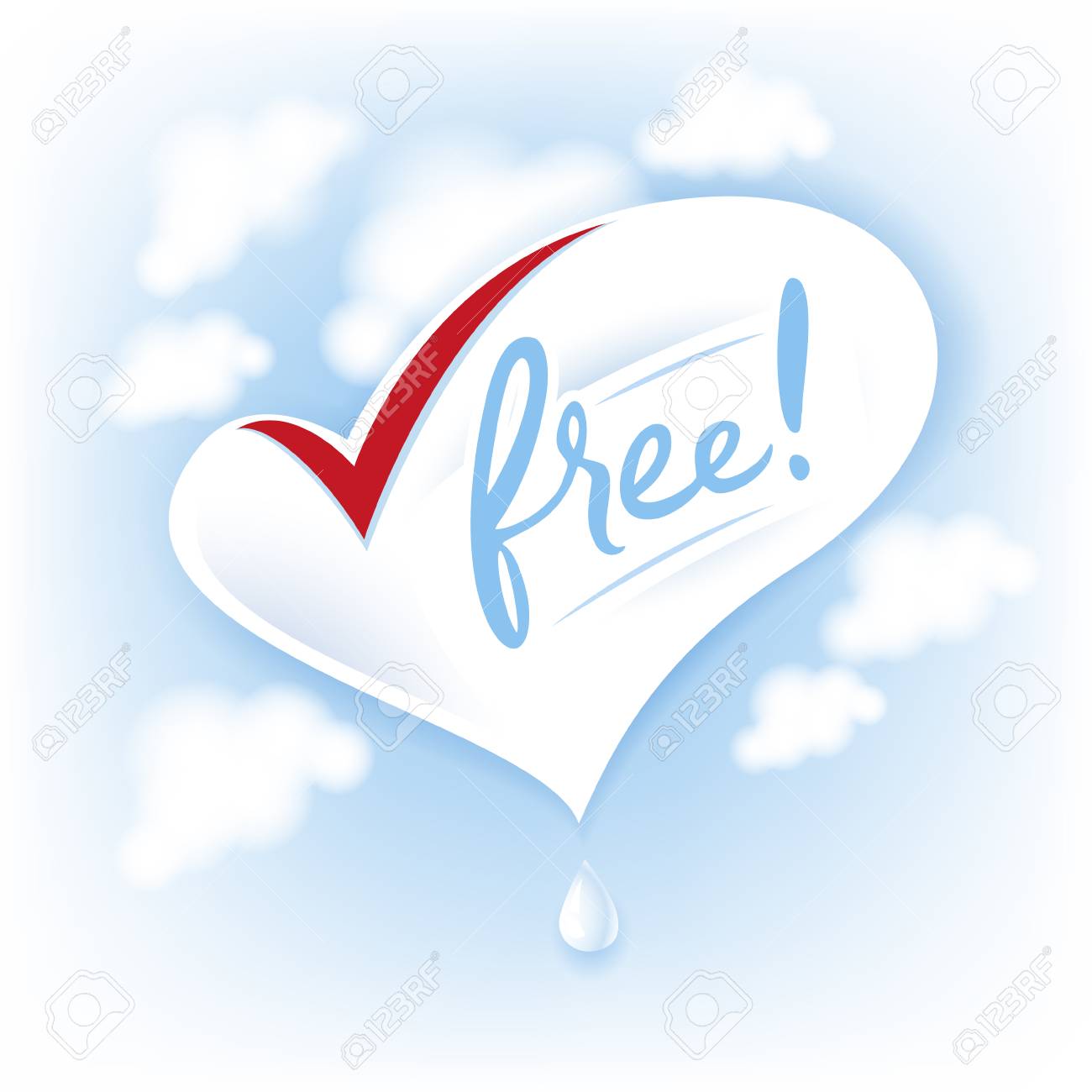 ラクトース無料の天然フレッシュミルクスプラッシュロゴ 雲のある青空のハートシンボル のイラスト素材 ベクタ Image