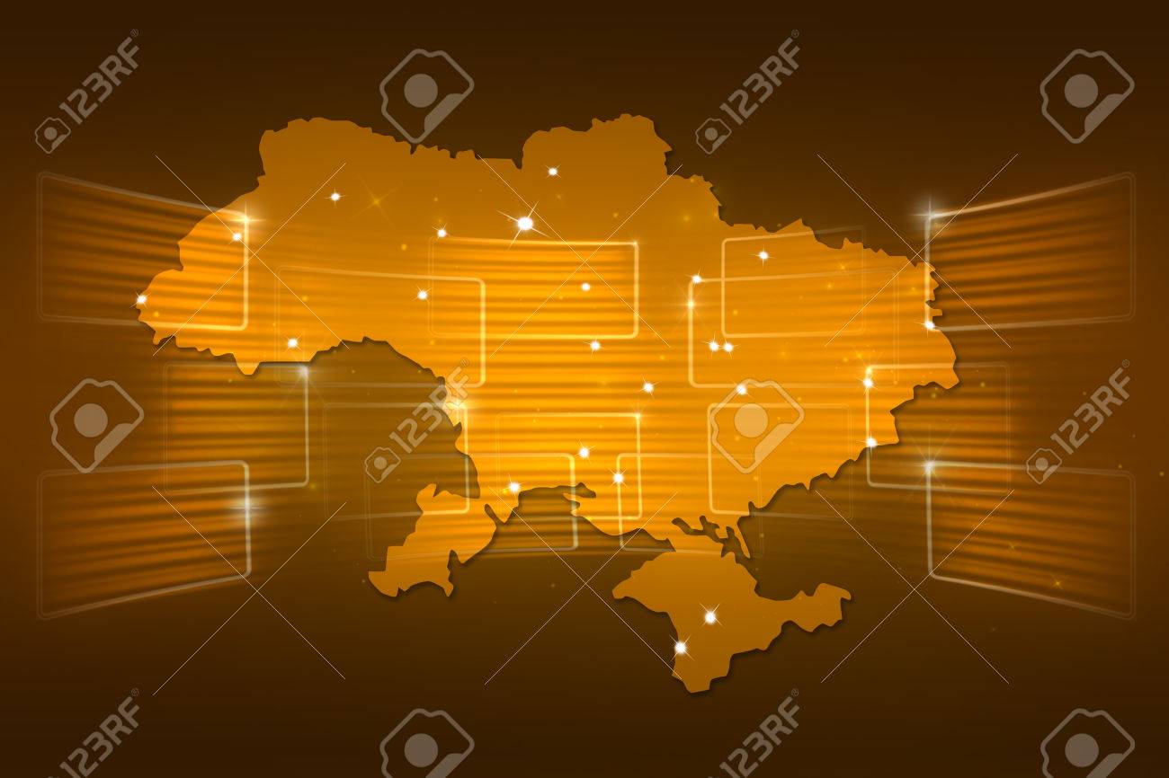 ウクライナ地図世界地図ニュース通信物流イエローゴールド の写真素材 画像素材 Image